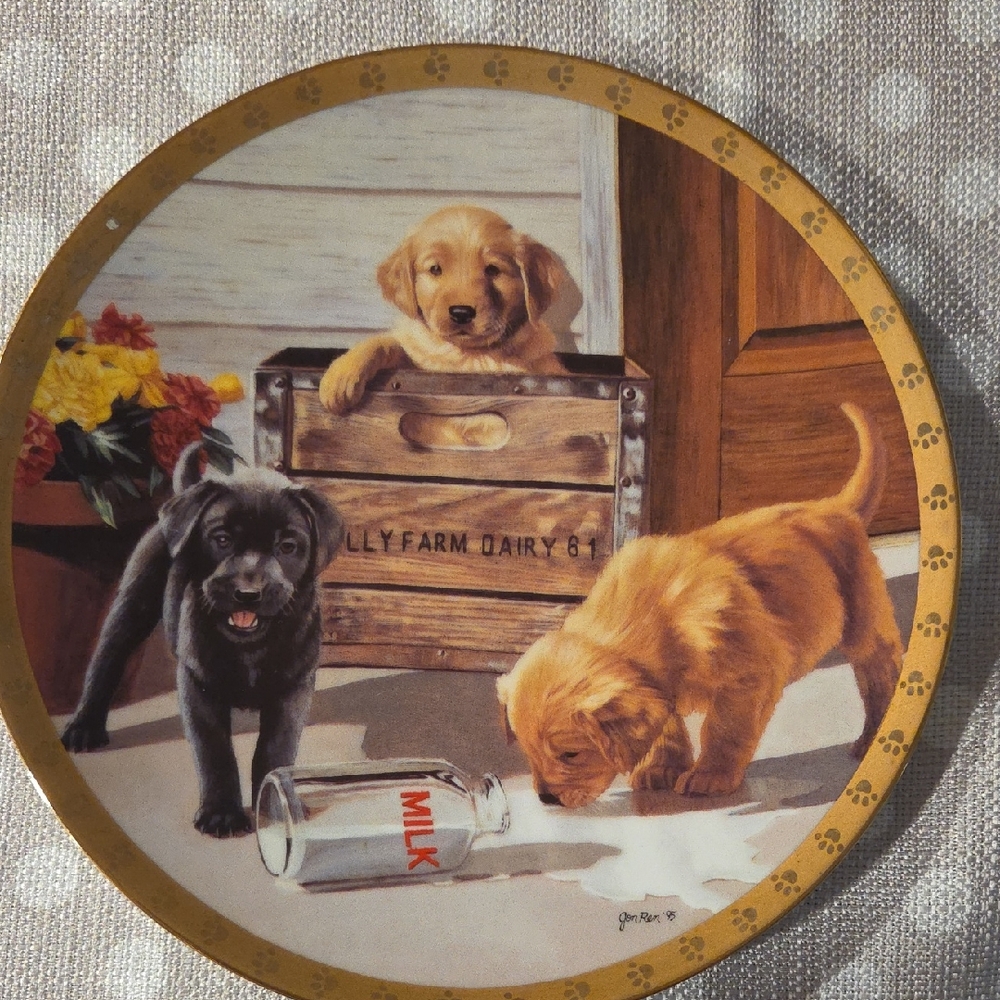 The Hamilton Collection Limited Edition Breakfast is Served Puppy Plate